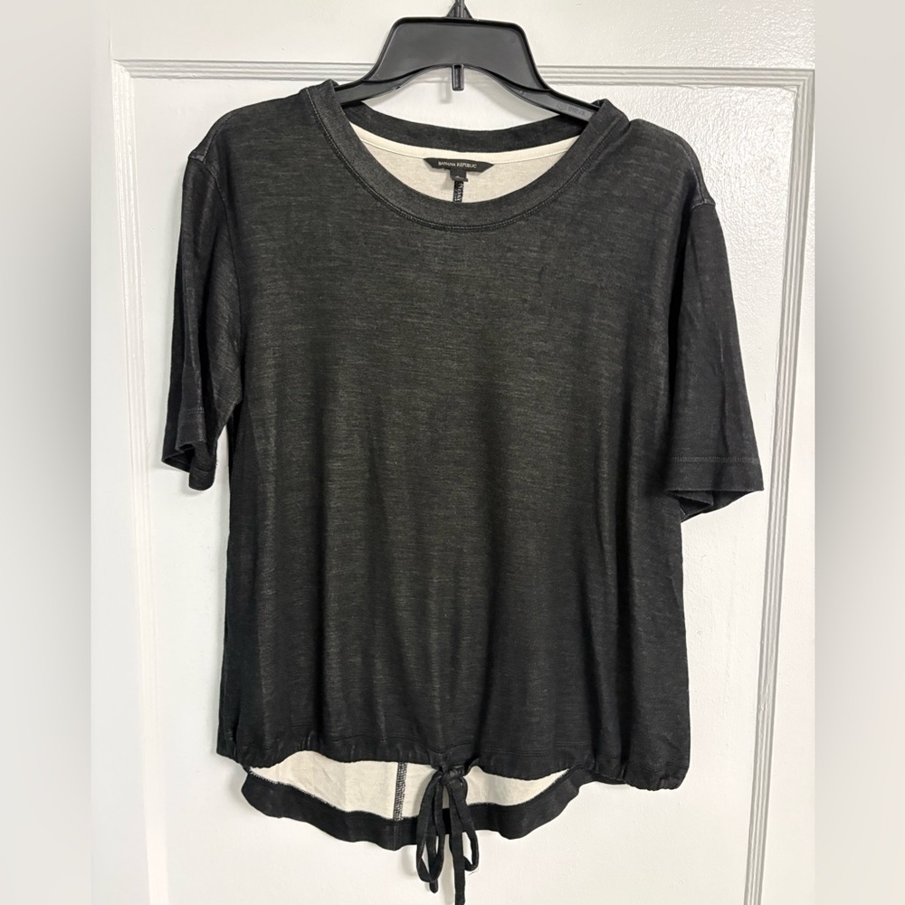 Banana Republic String T-Shirt short sleeve drawstring black carbon color small